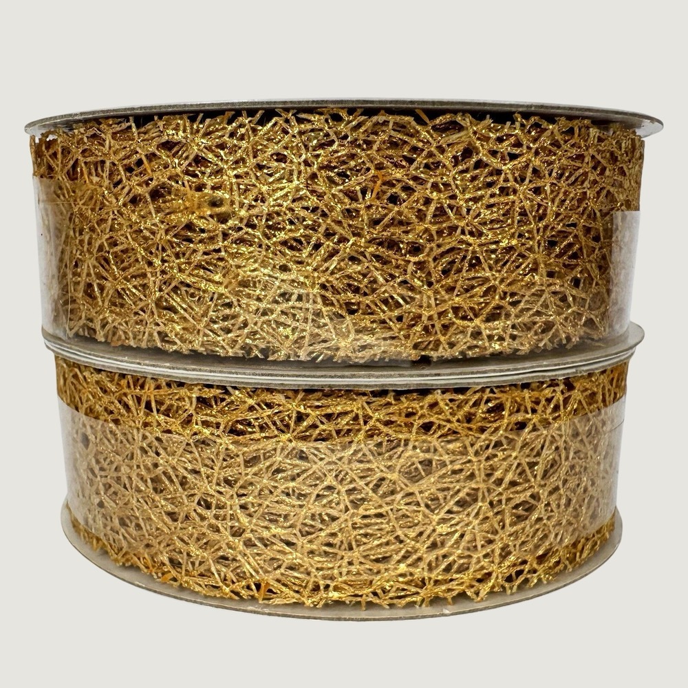 Celebrate It Ribbon Gold Glitter Ribbon 7/8in x 4yd Polyester 8yd total